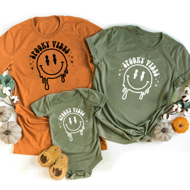 Retro Halloween Spooky Vibes Matching Family Shirt
