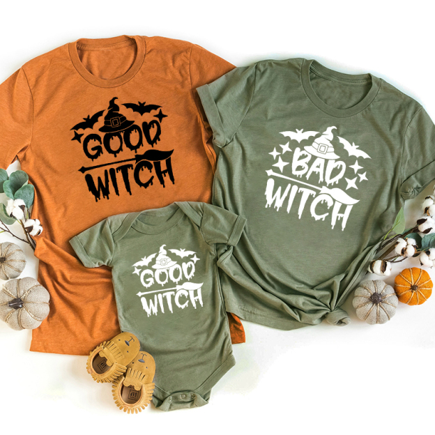 Halloween Good & Bad Witch Matching Family Shirt