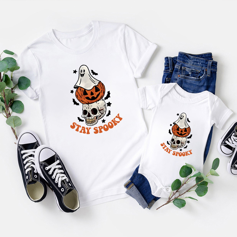 Stay Spooky Ghost Pumpkin Halloween Matching Shirts