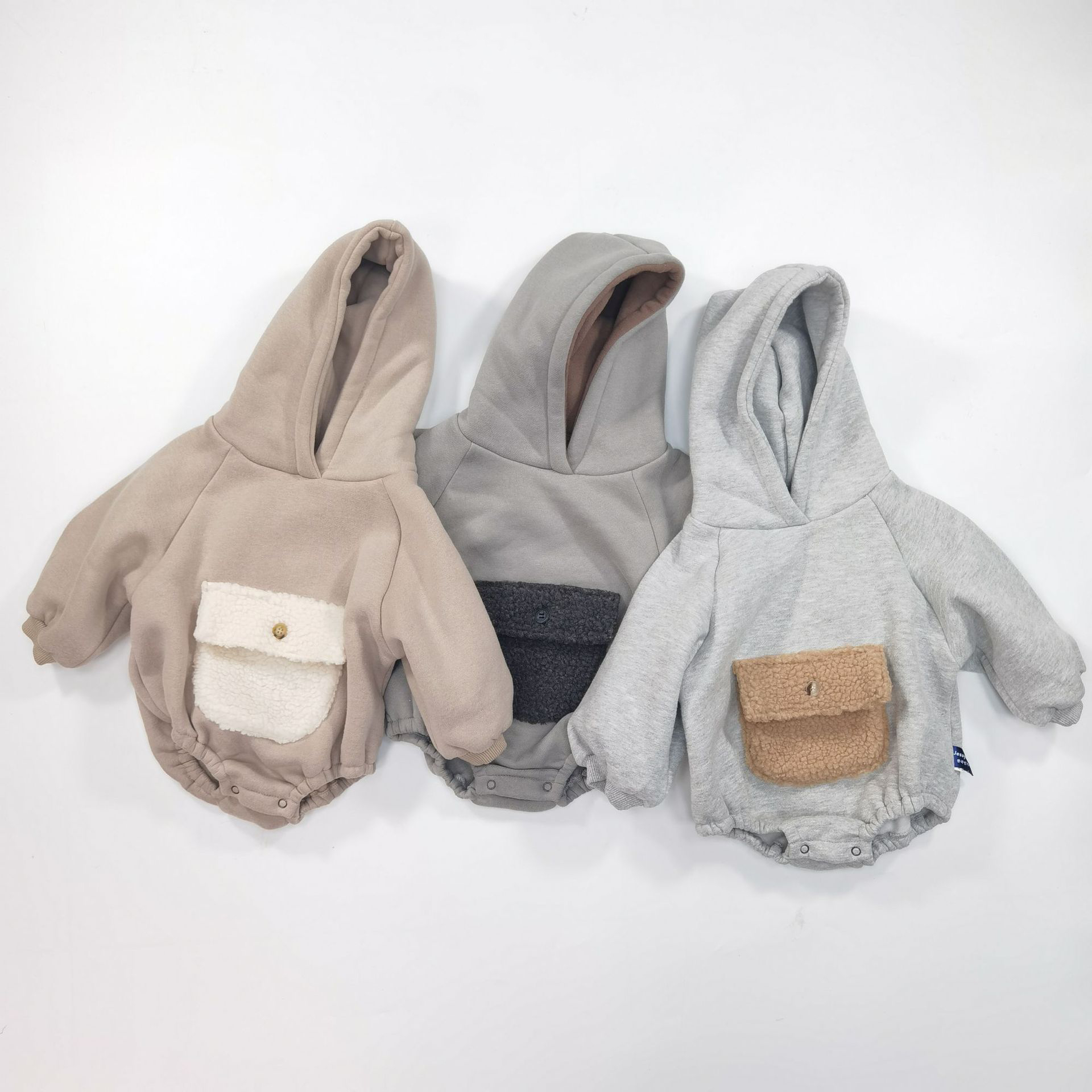 Cute Plush Pocket Hooded Fleece Romper