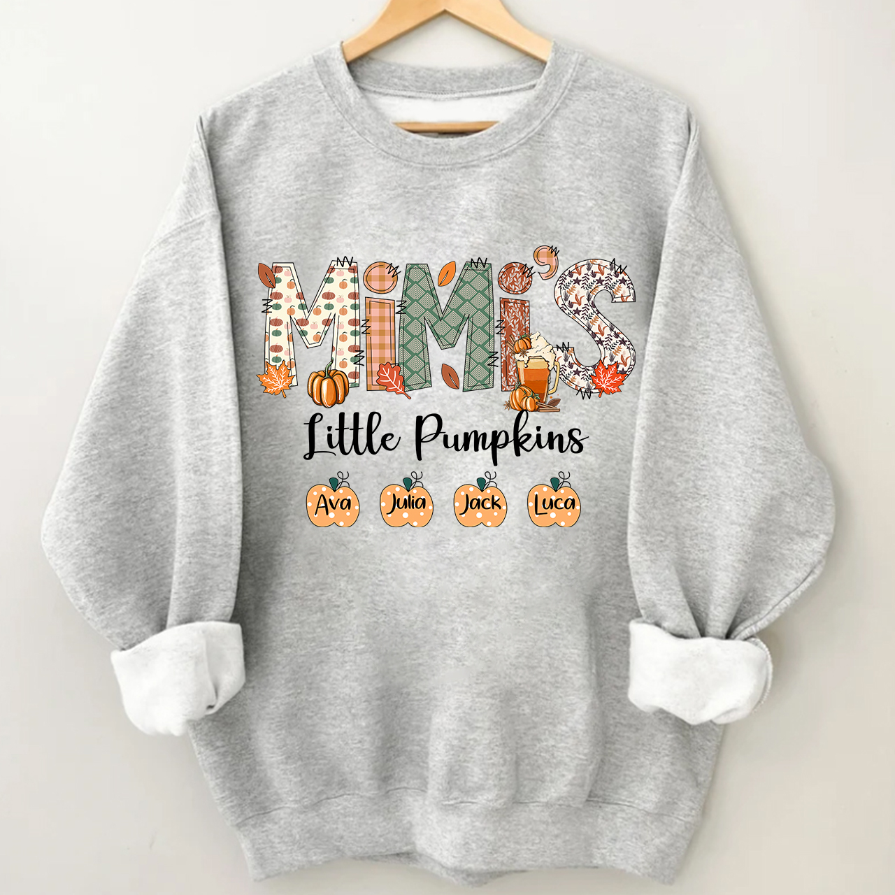 Personalized Fall Pumpkins Sweatshirt With Kids Name