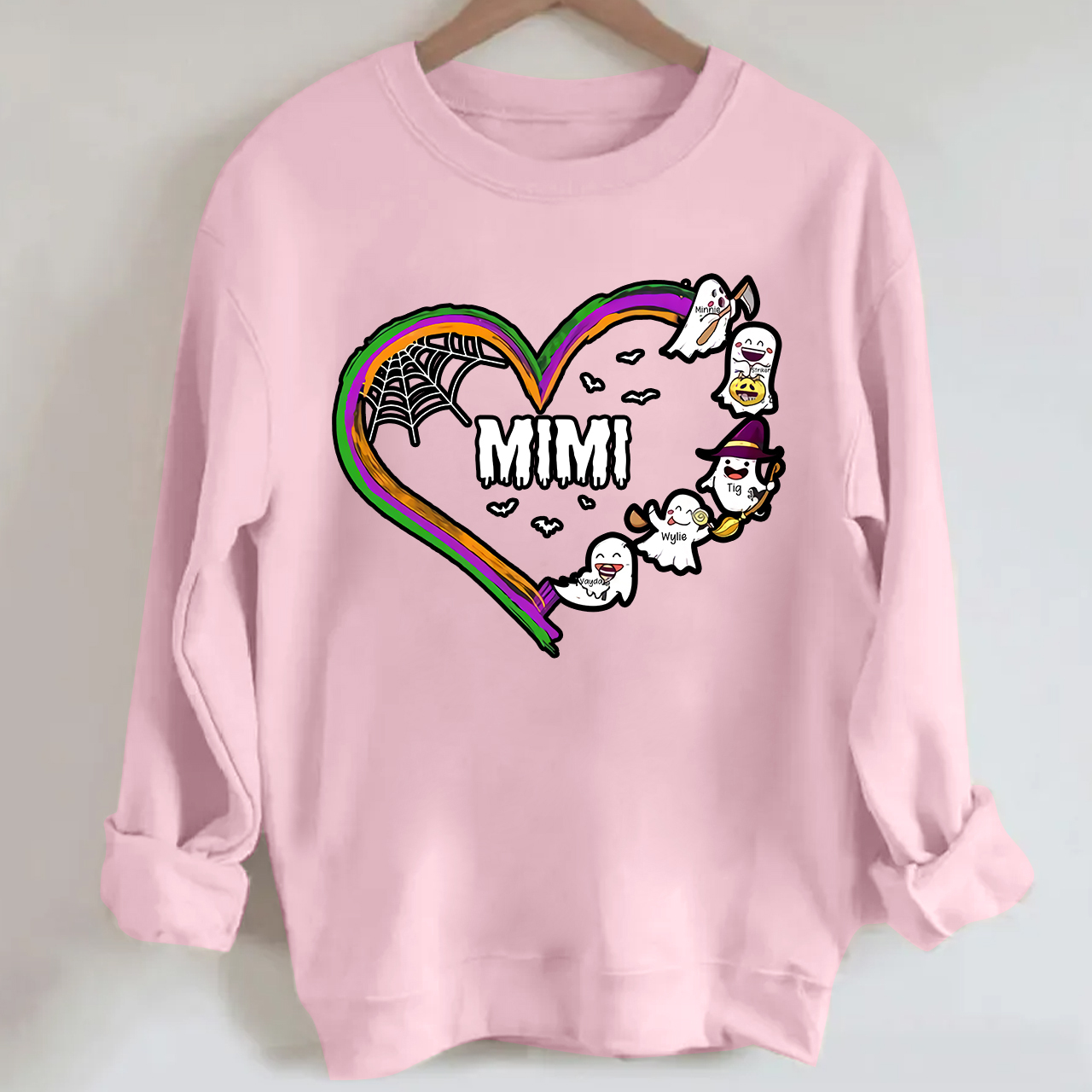Personalized Halloween Hart Sweatshirt With Kids Name