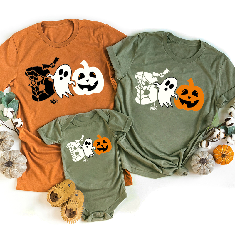 Halloween Boo Ghost Pumpkin Family Matching Shirts