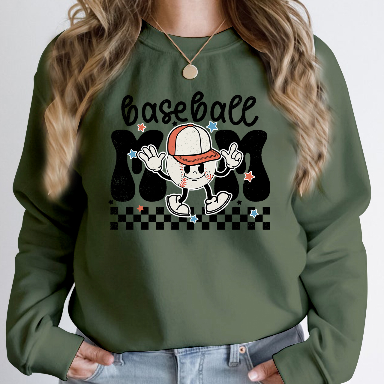 Retro Game Day Baseball Mom Sweatshirt