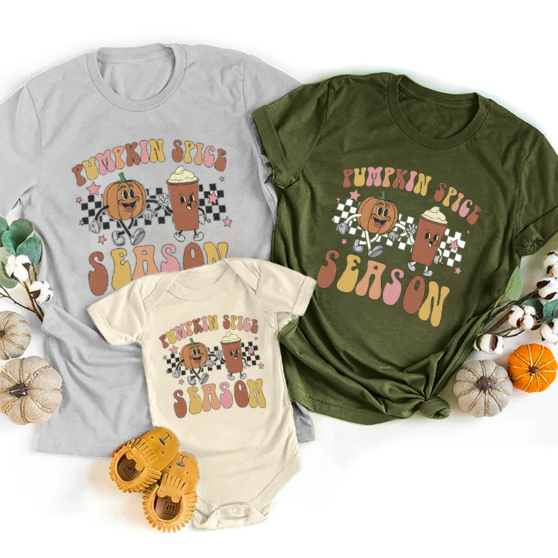 Pumpkins Spices Season Halloween Family Matching Shirts