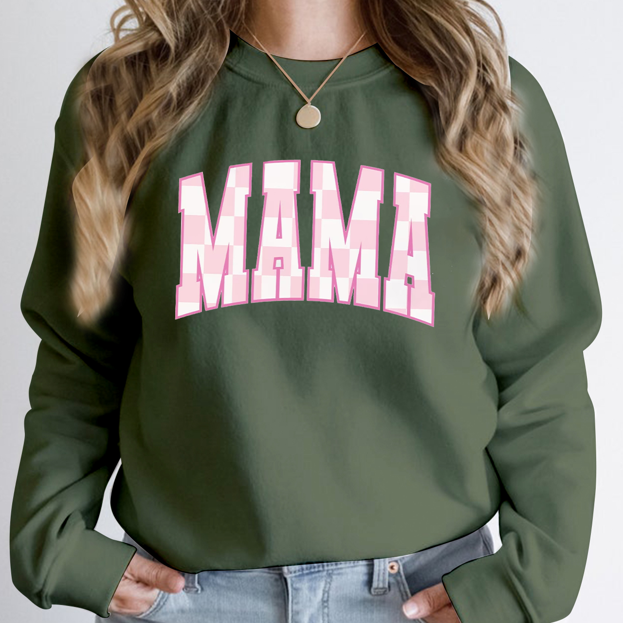 Retro Checkered Mama Sweatshirt