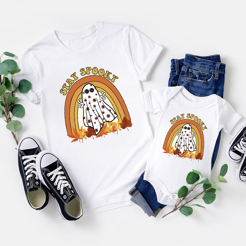 Maple Leaf Spooky Season Halloween Family Matching Shirts