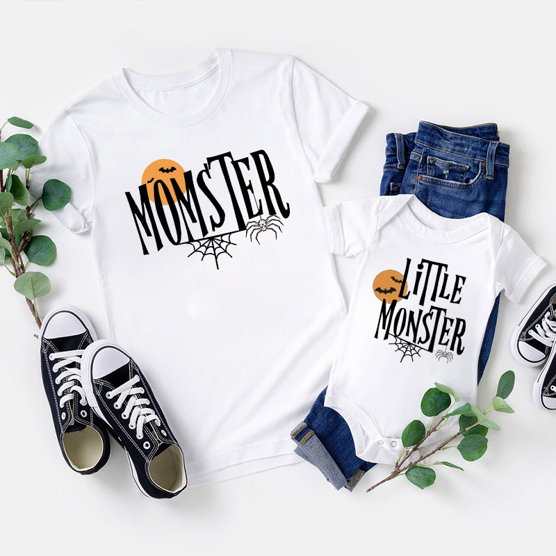 Spider And Bat Momster Dadcula Halloween Family Matching Shirts