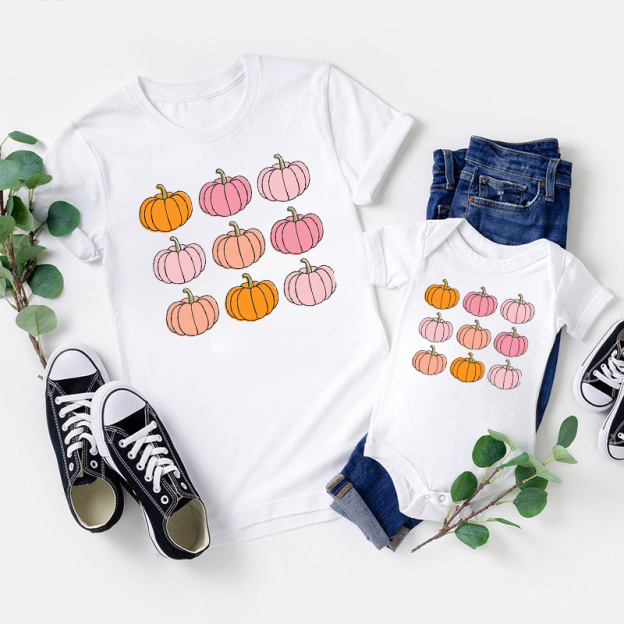 Pink Pumpkin Patch Halloween Family Matching Shirts