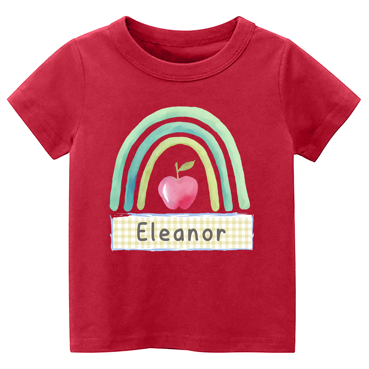 Personalized Apple Rainbow Name Monogram Kids Shirt