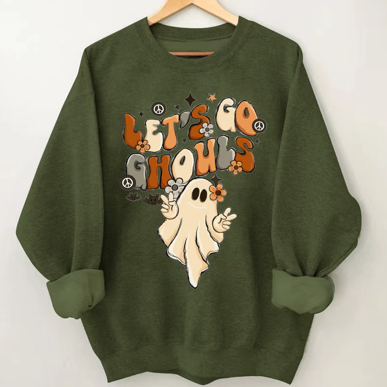 Vintage Halloween Sweatshirt-Lets Go Ghouls