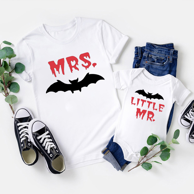 Mr And Mrs Halloween Bat Tees For Family