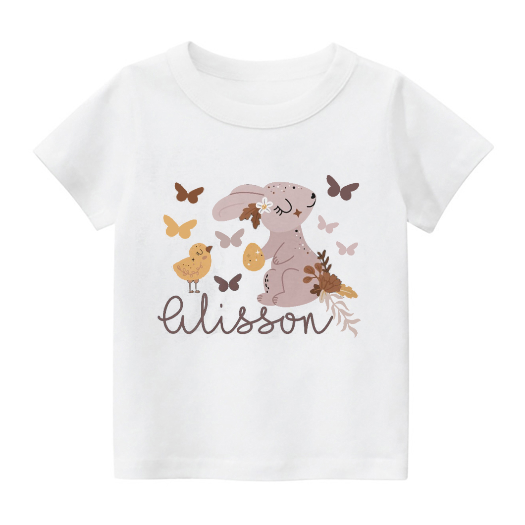 Personalized Butterfly Chick And Bunny Easter Toddler Shirt