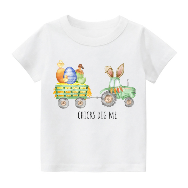 Chicks Dig Me Easter Tractor Easter Toddler Shirt