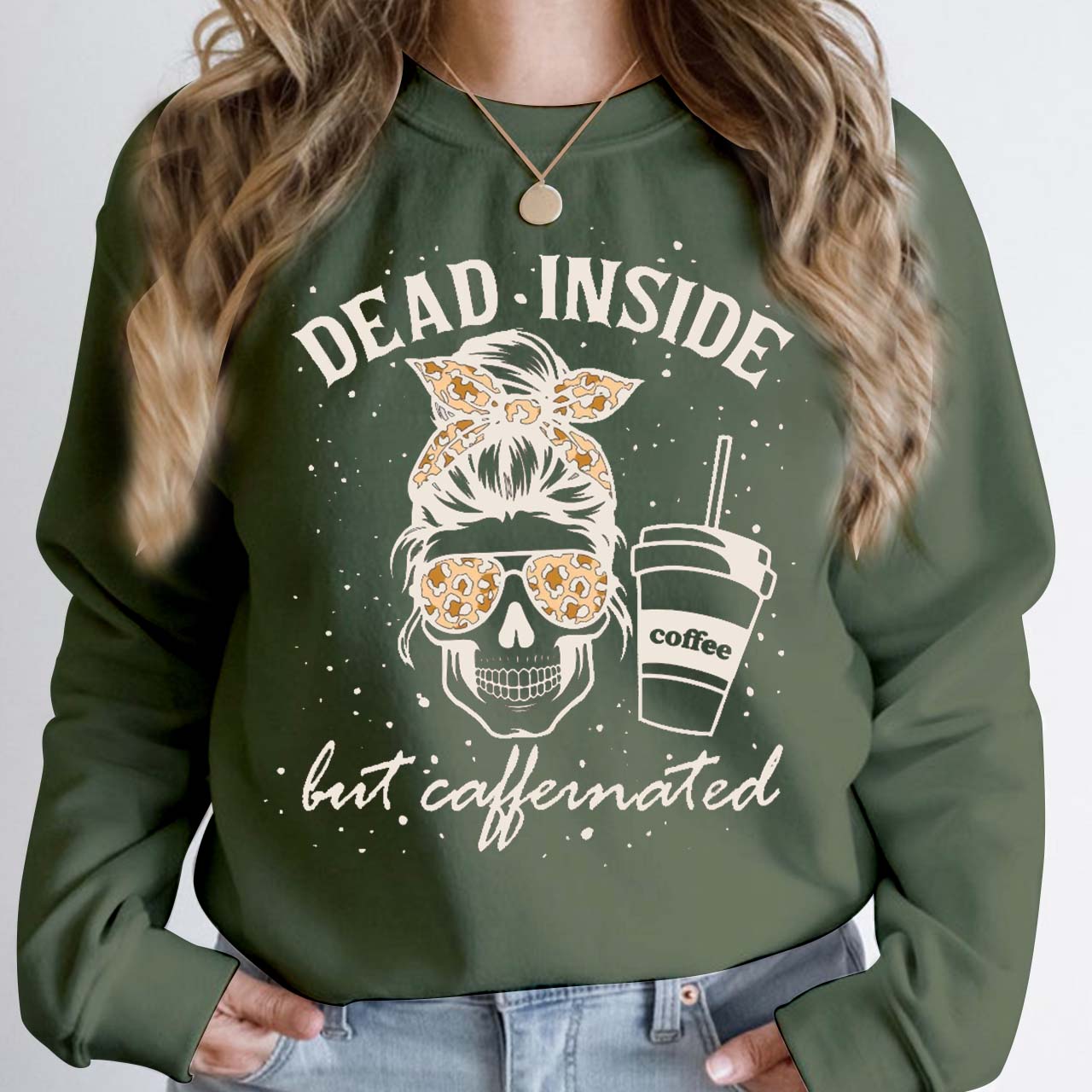 Halloween Dead Inside Coffee But Caffeinated Sweatshirt For Mama