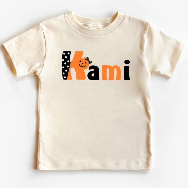 Personalized Halloween Pumpkin Letters Kids Shirt 