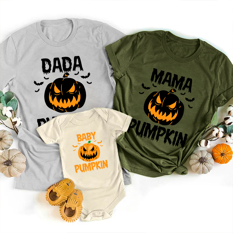 Personalized Funny Pumpkin Matching Family Halloween T-Shirts