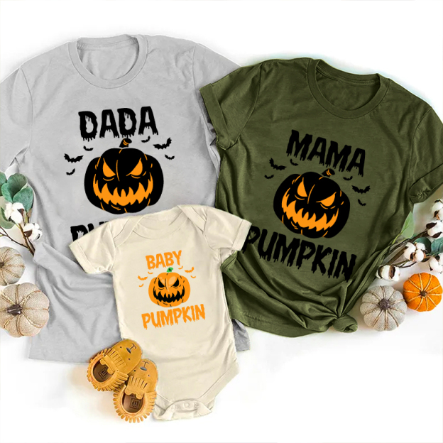 Personalized Funny Pumpkin Matching Family Halloween T-Shirts