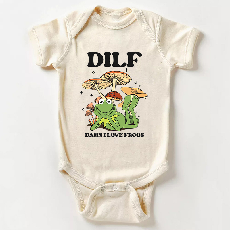 Damn I Love Frogs Dilf Bodysuit For Baby