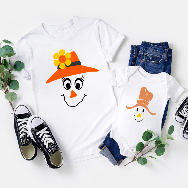 Personalized Scarecrow Faces Halloween Matching Shirts
