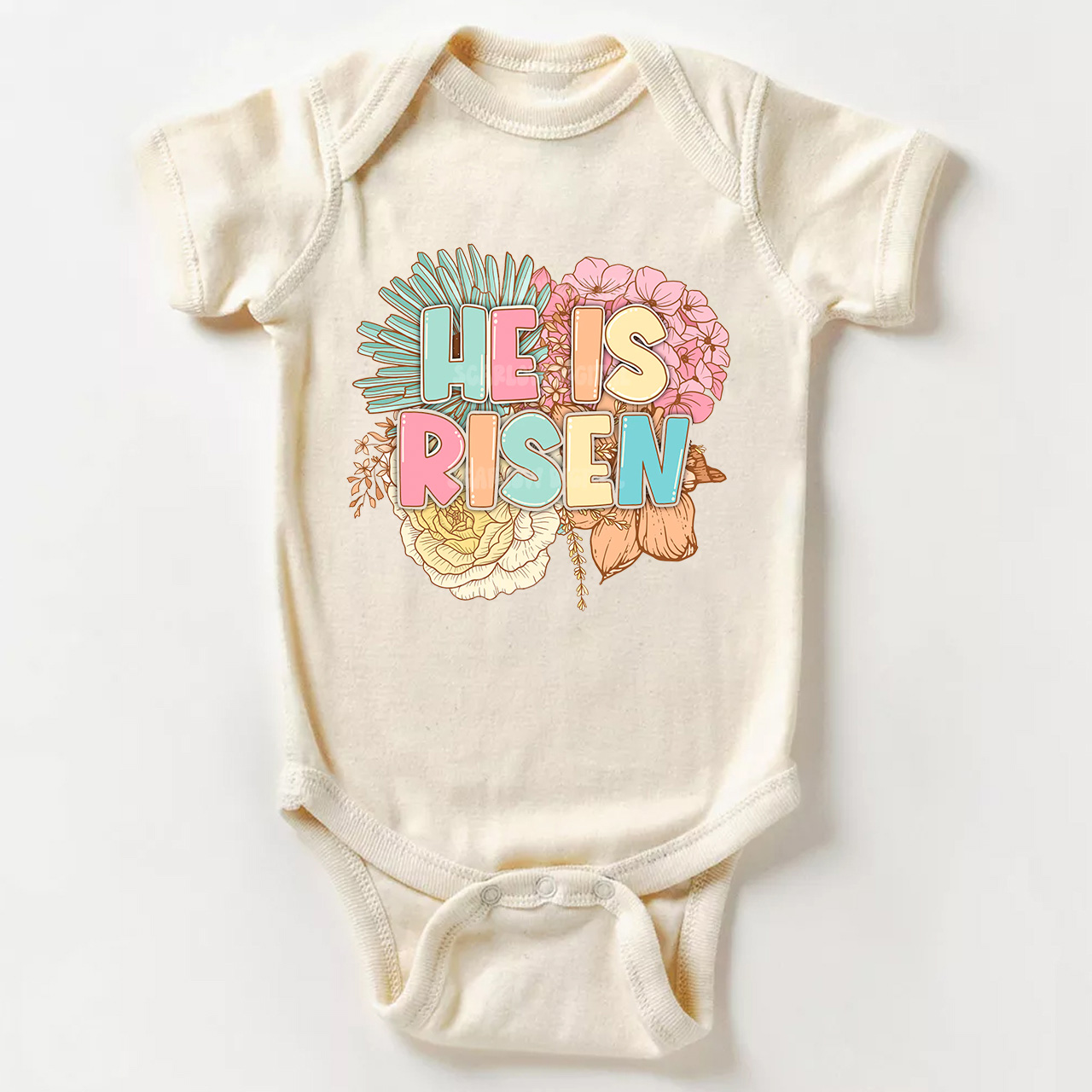 He is Risen Spring Florals Bodysuit For Baby