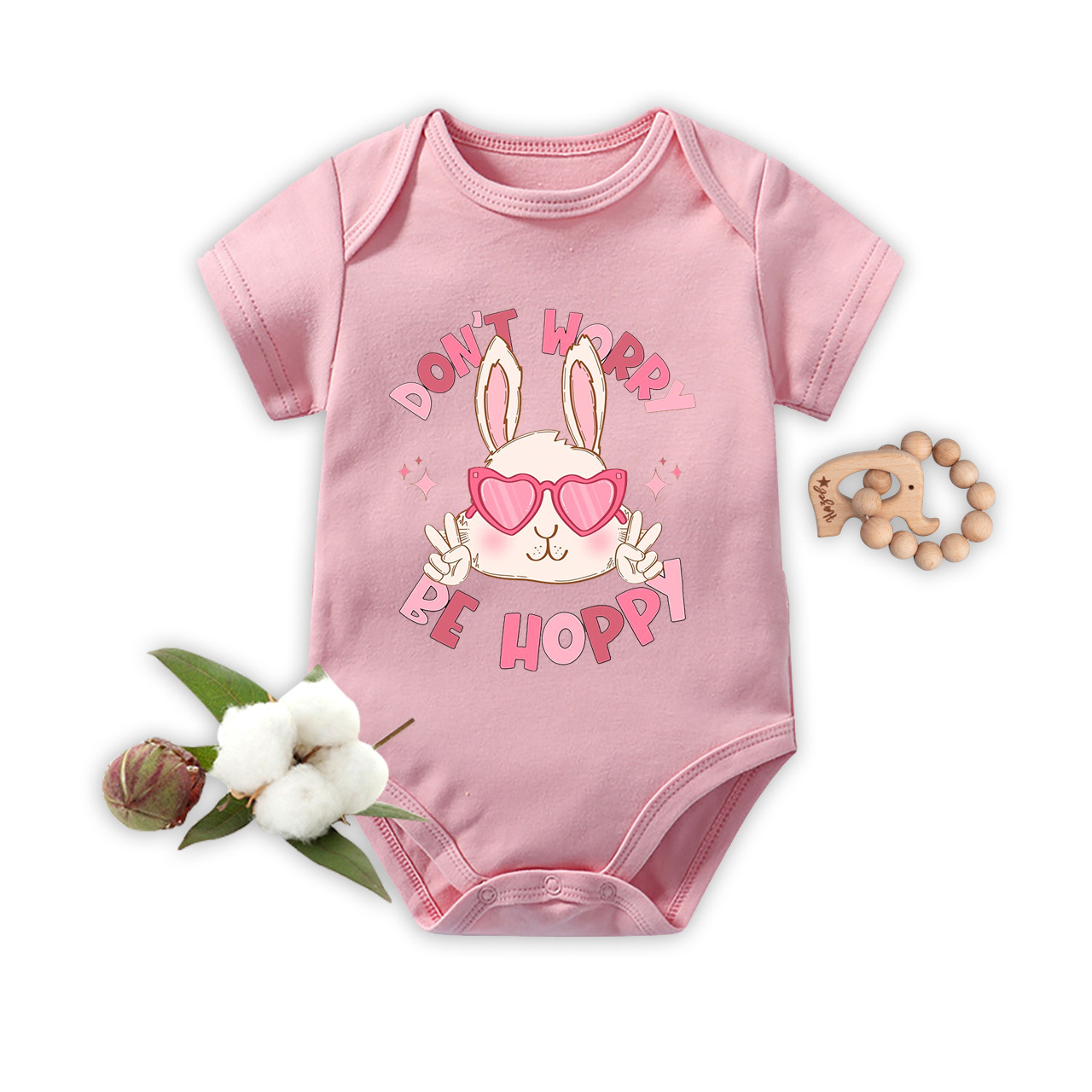Be Hoppy Spring Easter Bunny Bodysuit For Baby