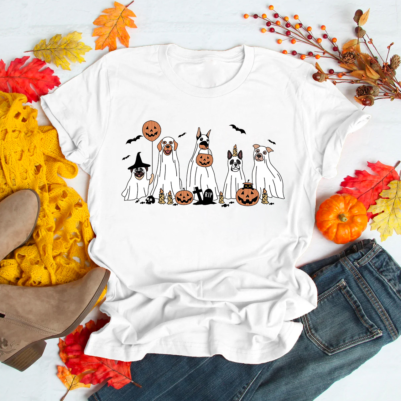 Retro Spooky Season Dog Halloween Shirts