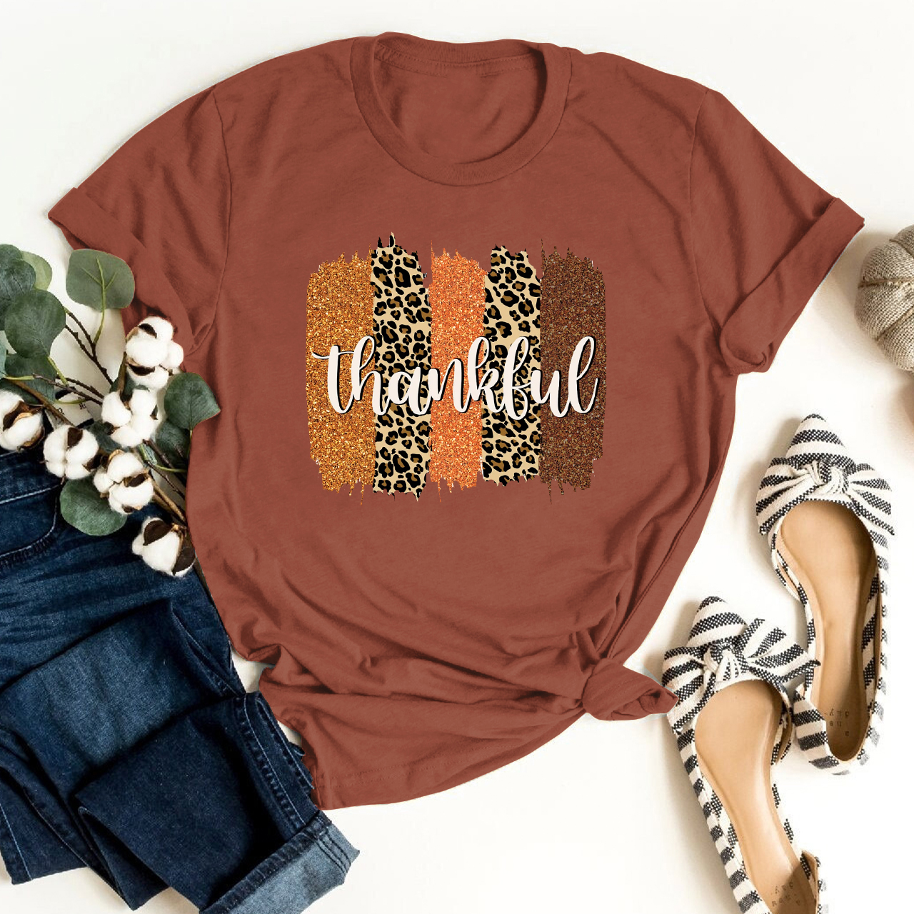 Leopard Thankful Fall Shirts