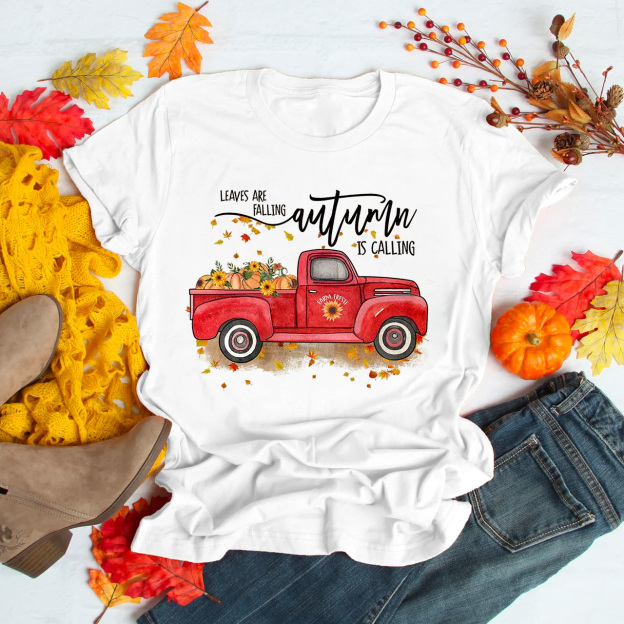 Leaves Are Falling Red Truck Fall Tees