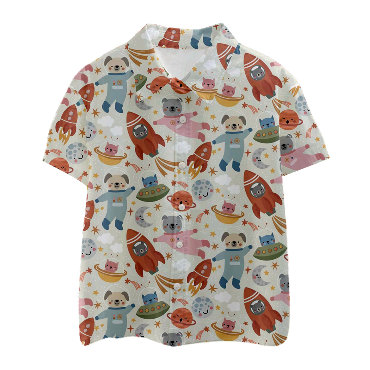 Bear Astronaut Kids Button Shirt