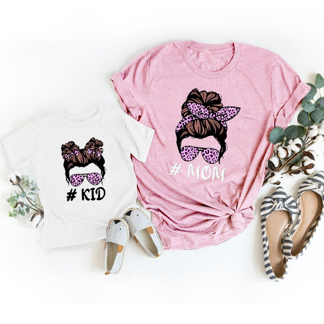 Cute Girl Sunglasses Matching Tees For Mom&Me