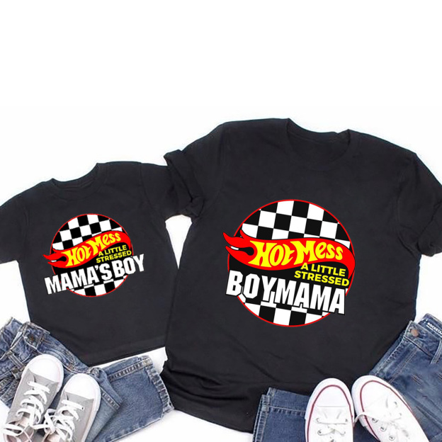 Hot Mess Boy Mama Matching Tees For Mother's Day