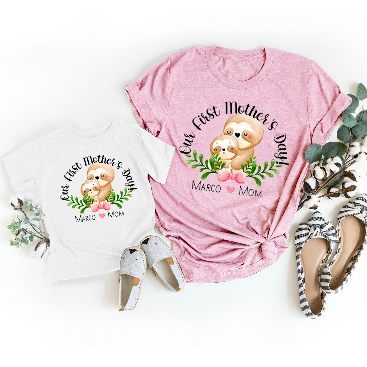 Our First Mother's Day Sloth Mom And Me Tees