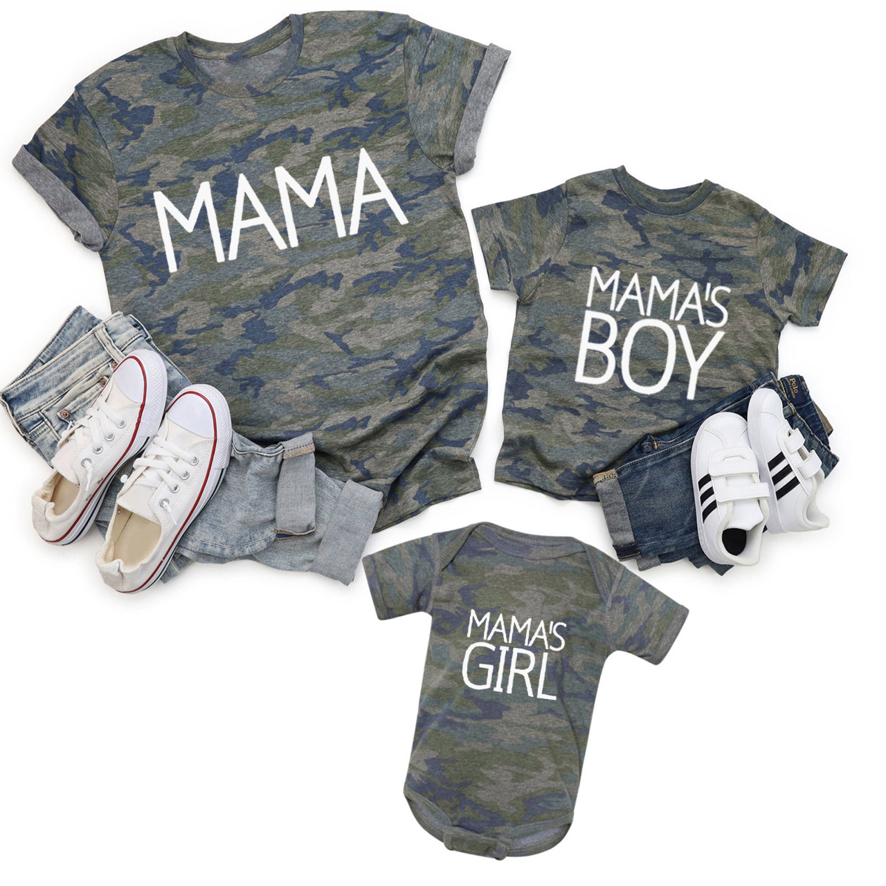 Mama or Mama's Boy & Girl Mother's Day Gift Matching T-Shirt