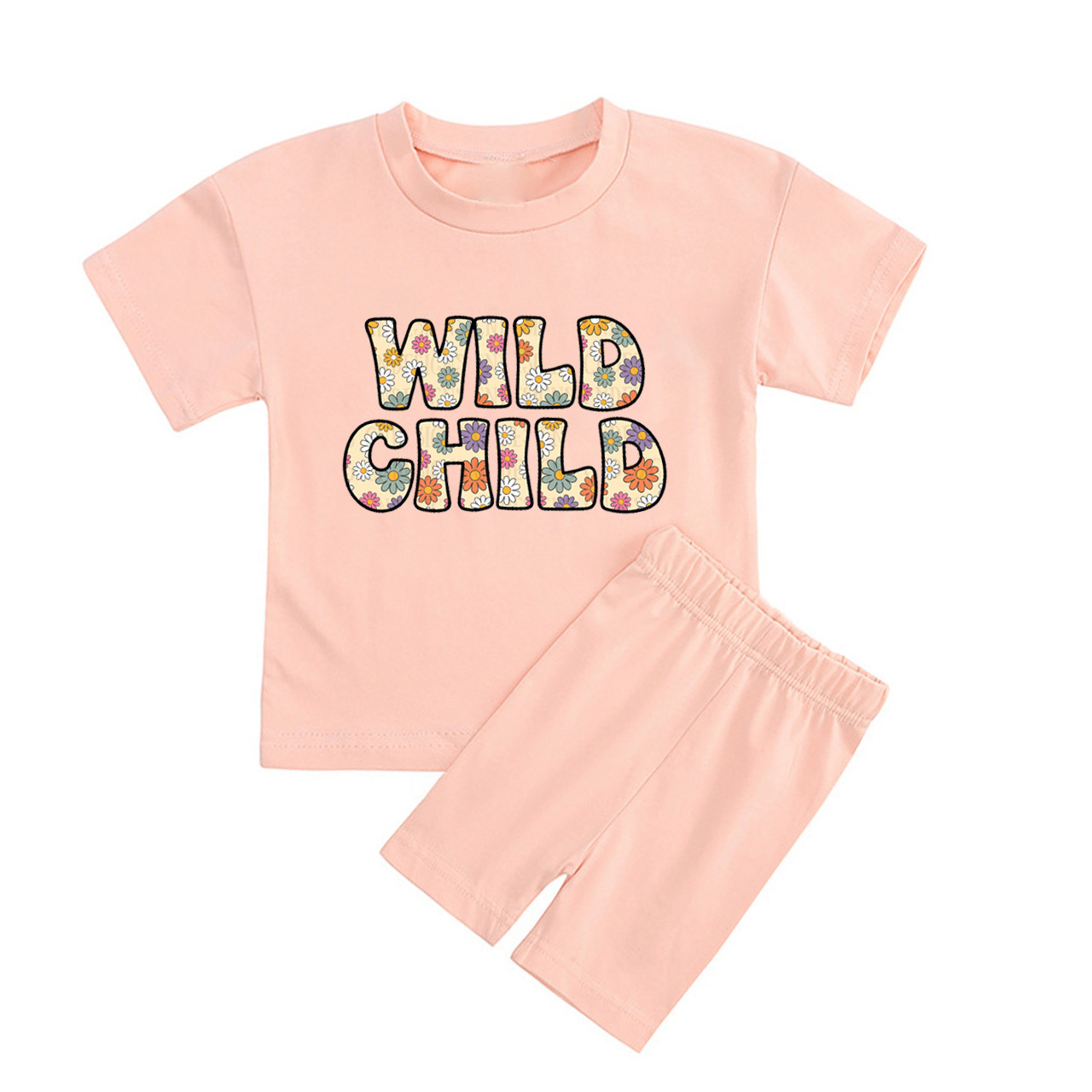 Wild Child Florals Kids Biker Shorts&Tee