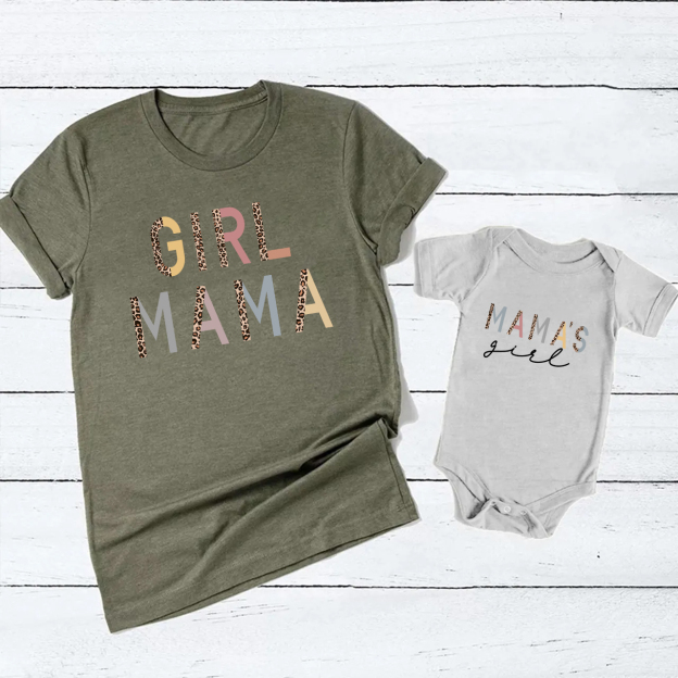 Leopard Print Girl Mama Matching Tees For Mother's Day