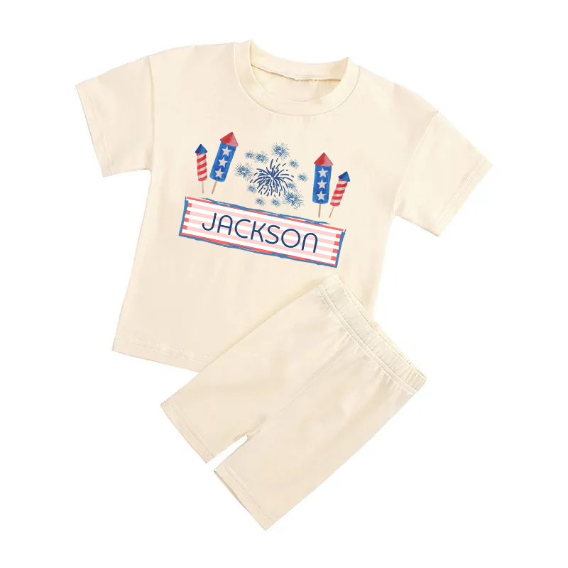 Independence Day Personalized Kids Biker Shorts&Tee