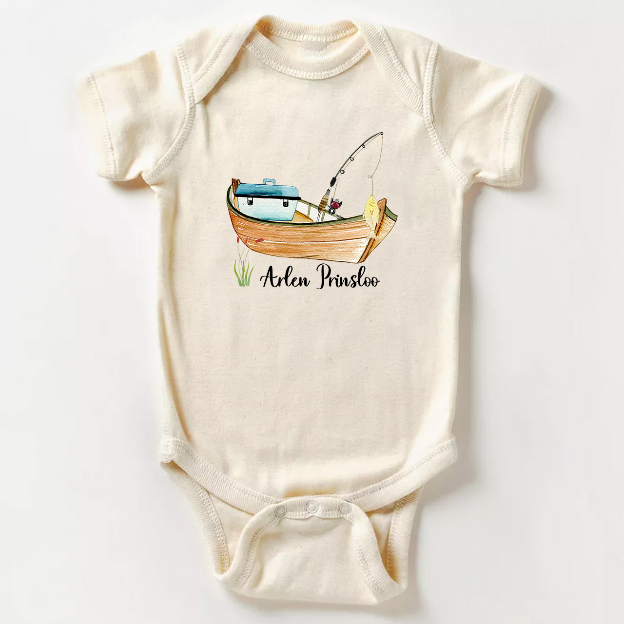 Personalized Boat Fishing Baby Name Bodysuit SaleBeepumpkin™