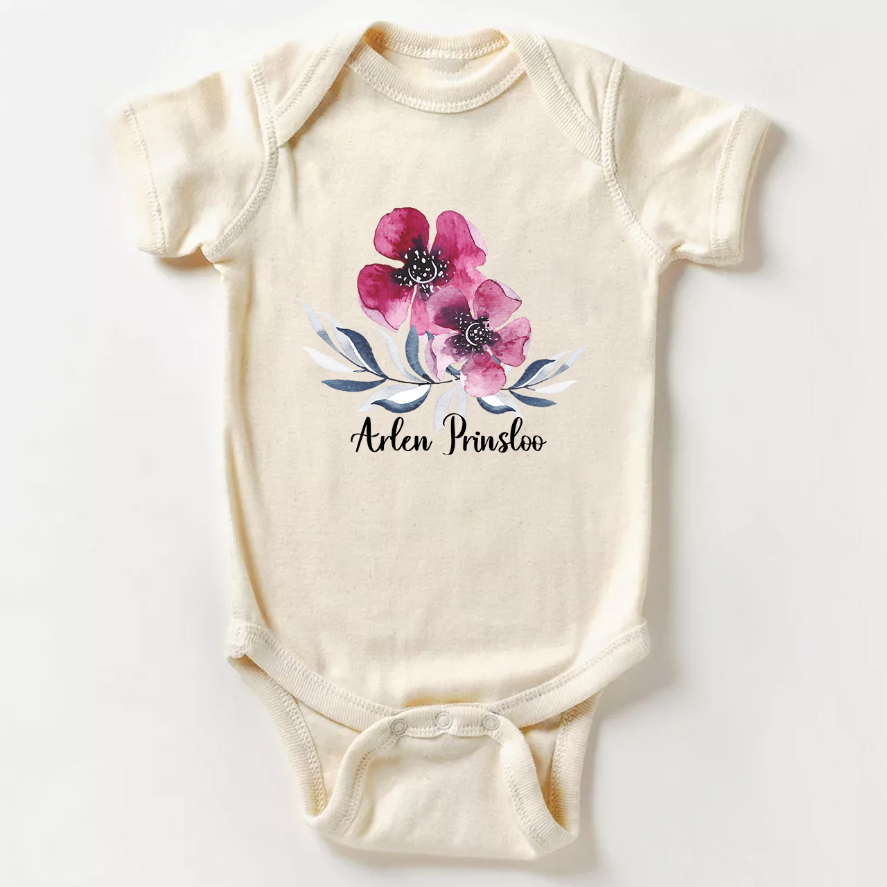 Personalized Ink Flowers Baby Bodysuit
