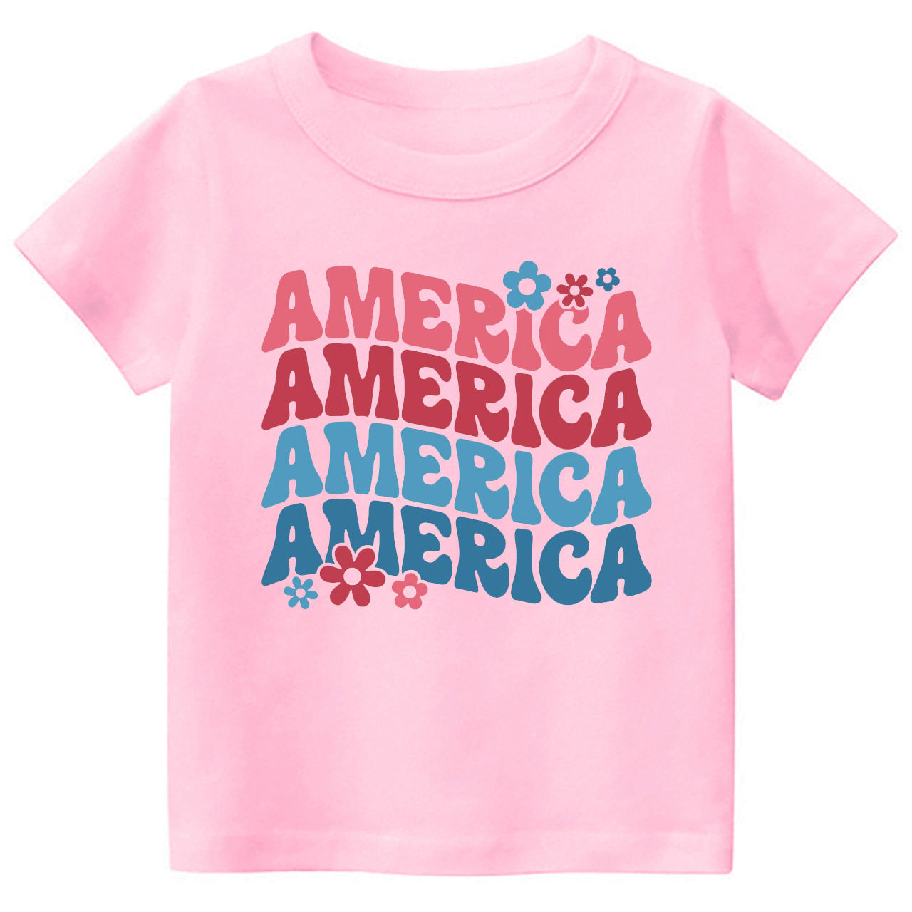 America Flower Independence Day Kids Shirt