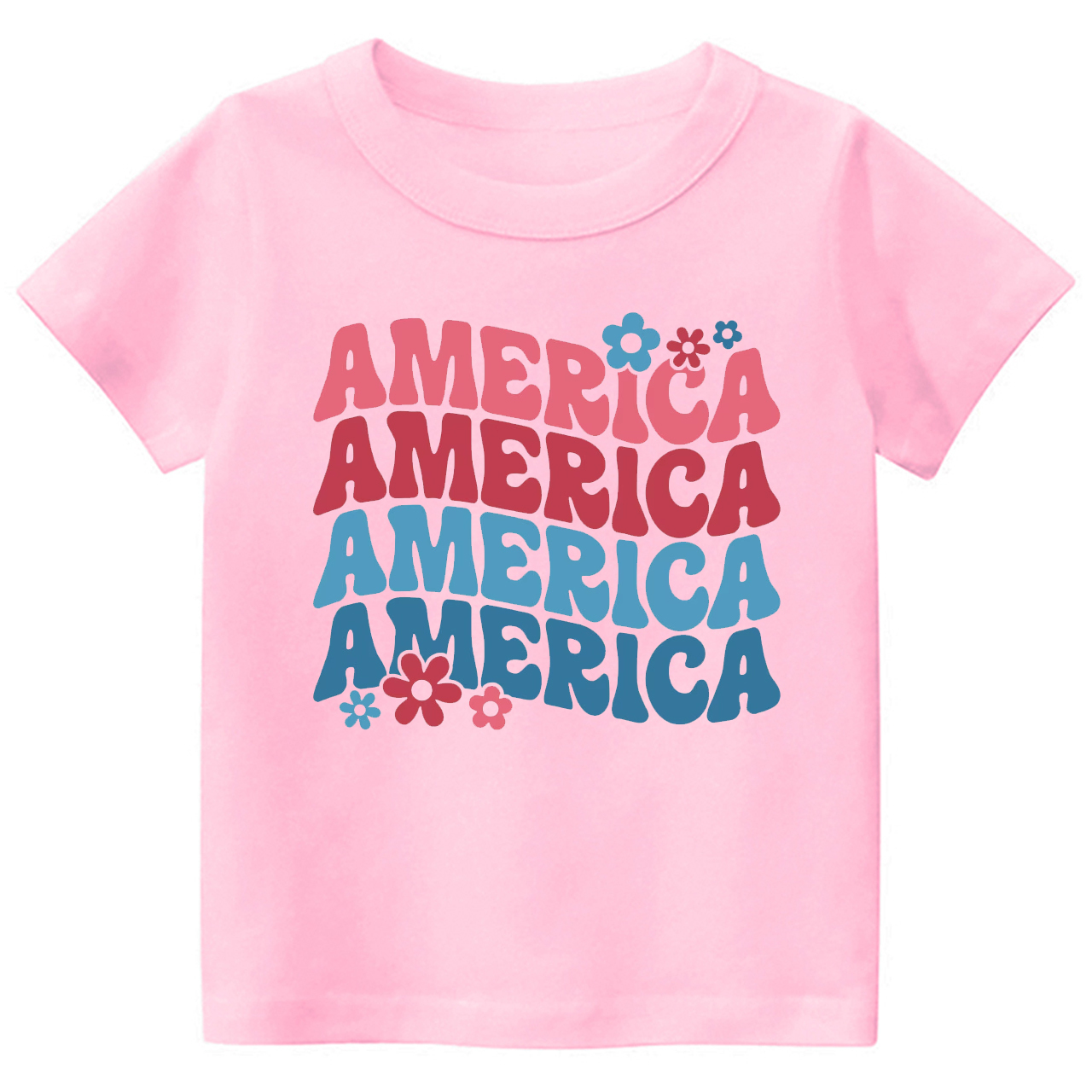 America Flower Independence Day Kids Shirt