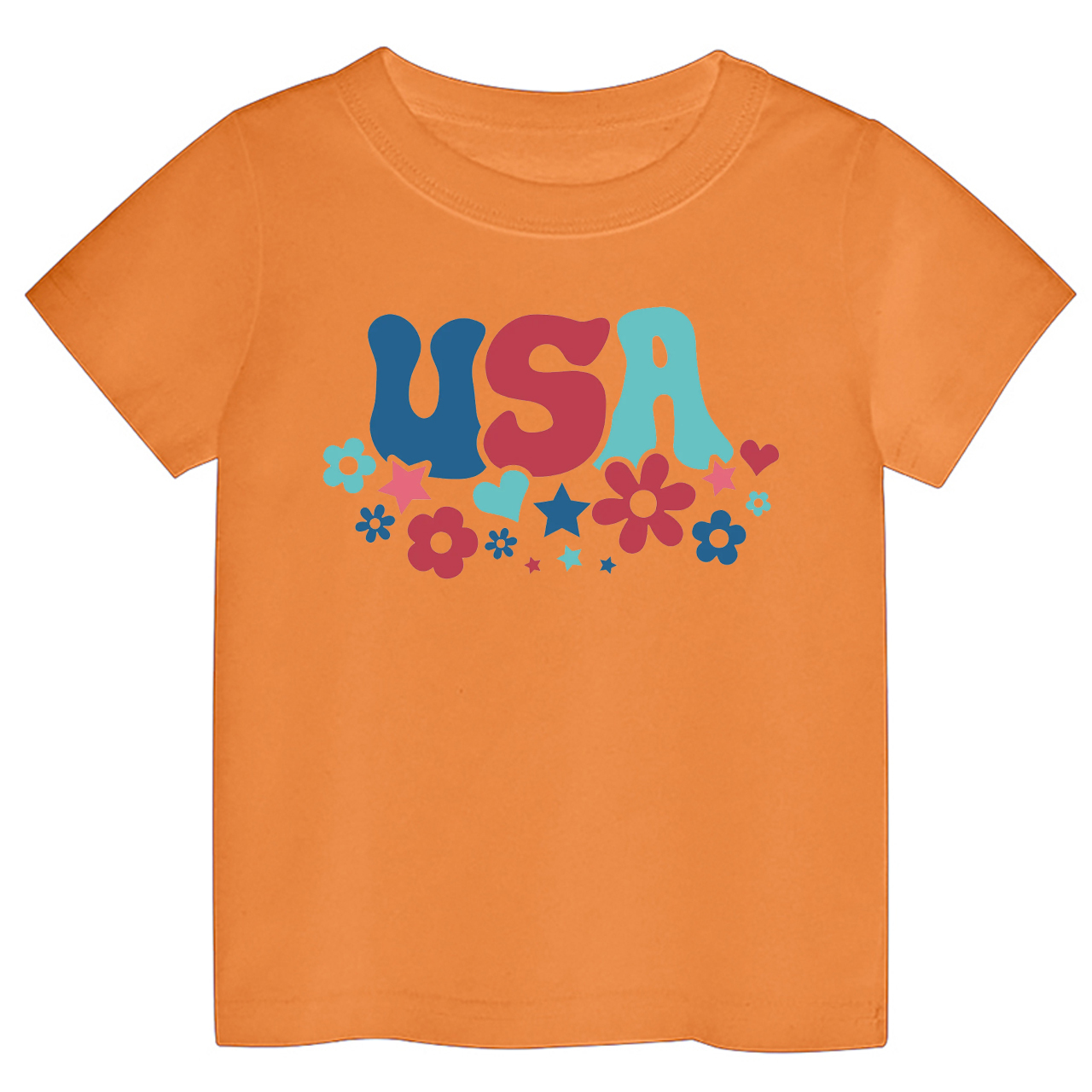 Cute USA Flower Independence Day Toddler Tee
