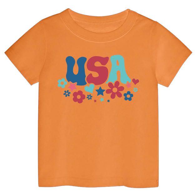 Cute USA Flower Independence Day Toddler Tee