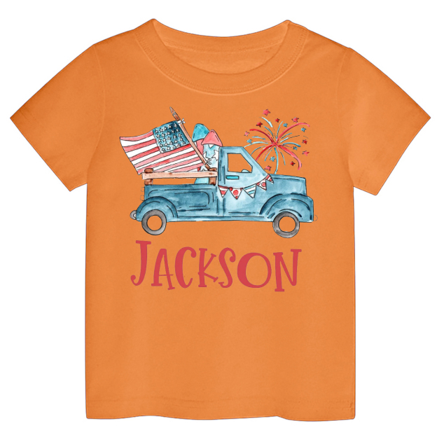 Personalized Patriotic Truck Fourth Of July Kids Shirt