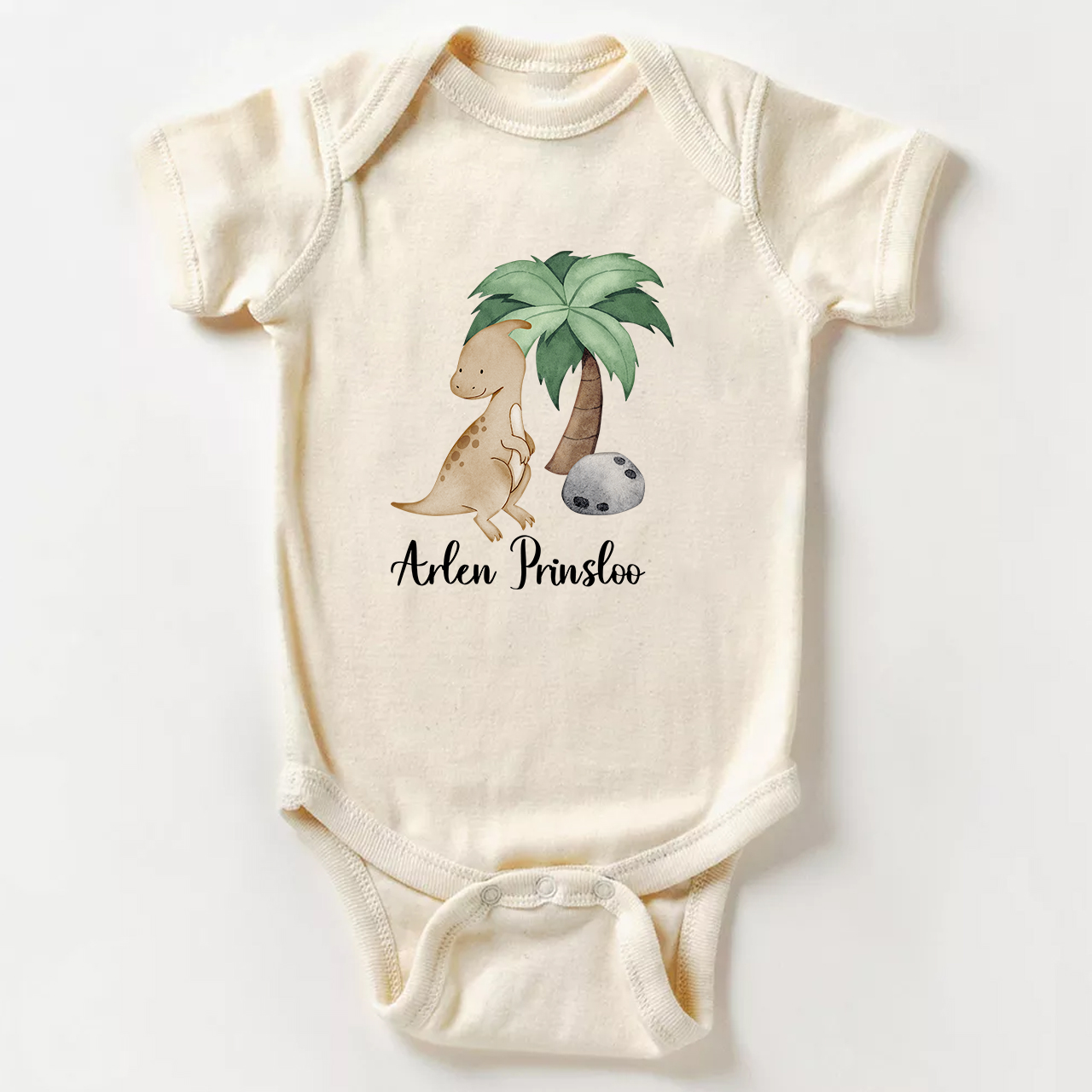 Personalized Dinosaurs Under The Coconut Ttree Baby Bodysuit