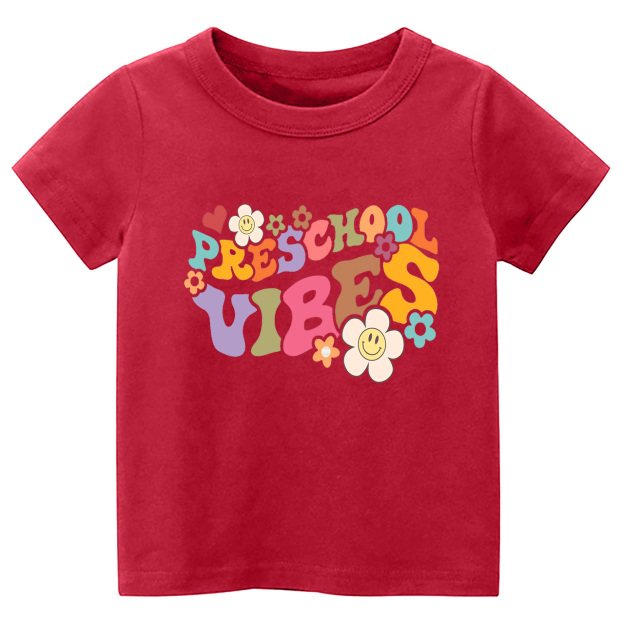 Retro PRESCHOOL Vibes Back To School Shirt For Kids