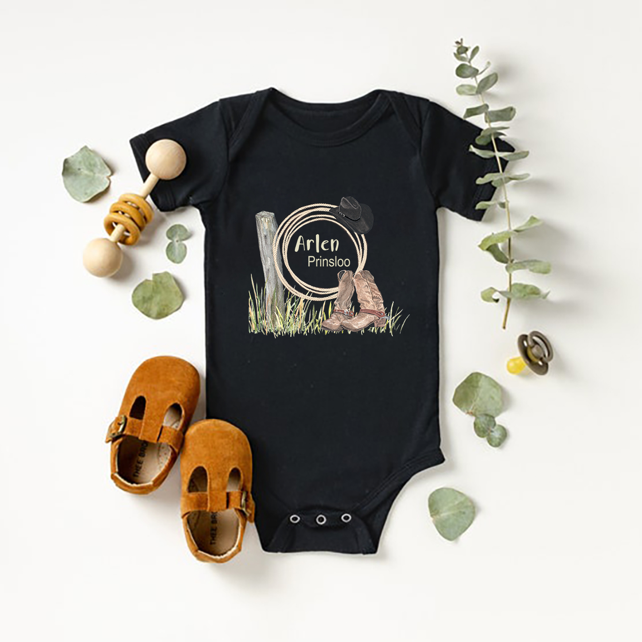 Personalized Cowboy Boys Baby Bodysuit