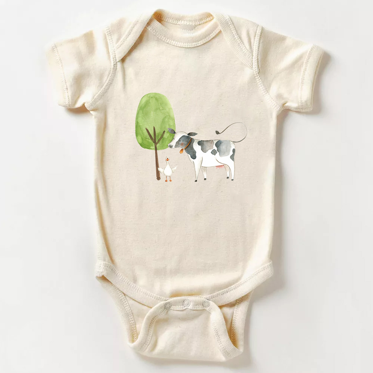 The Story Of the Farm Cow And The Gosling Baby Bodysuit