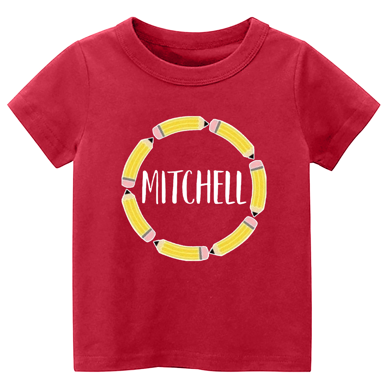 Personalized Pencil Circle School Retro Kids Shirts