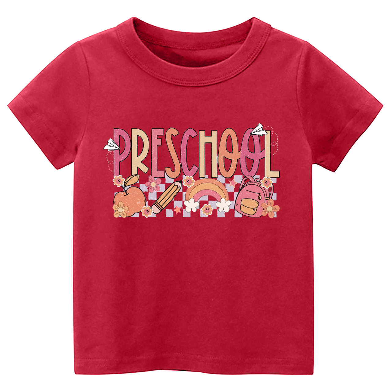 Preschool Apple Pencil Rainbow School Bag Kids Shirt